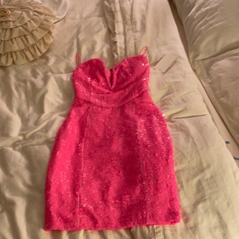 Toni pink sequin dress NWT